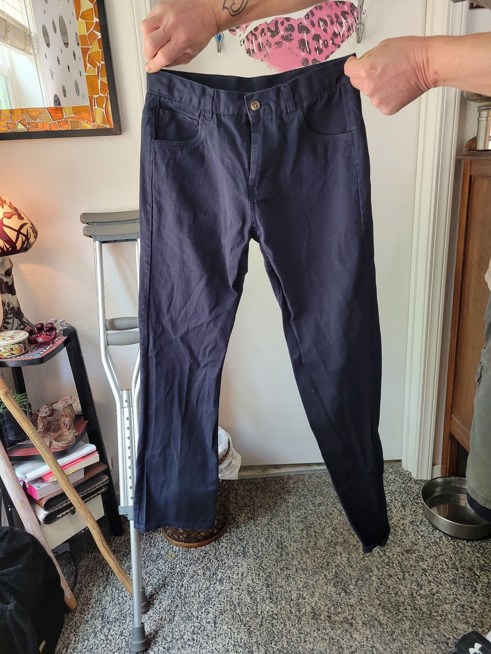 Izod Women's Straight Leg Jeans in Navy Blue/black